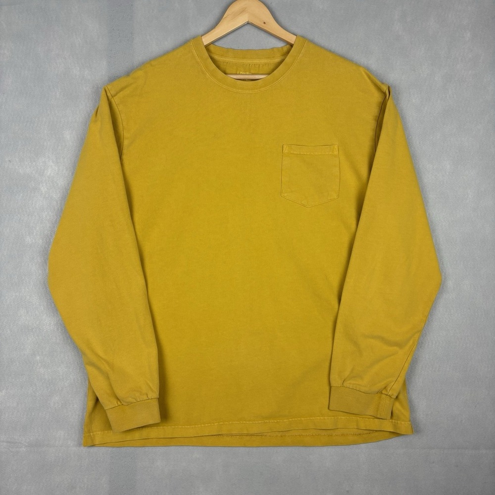 J. Peterman Long Sleeve Pocket T Shirt Men’s XL Yellow Heavyweight Basics Casual